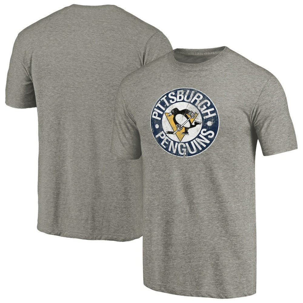 Pittsburgh Penguins Throwback Logo 1968-1969 Tri-Blend T-Shirt - Ash - NHL