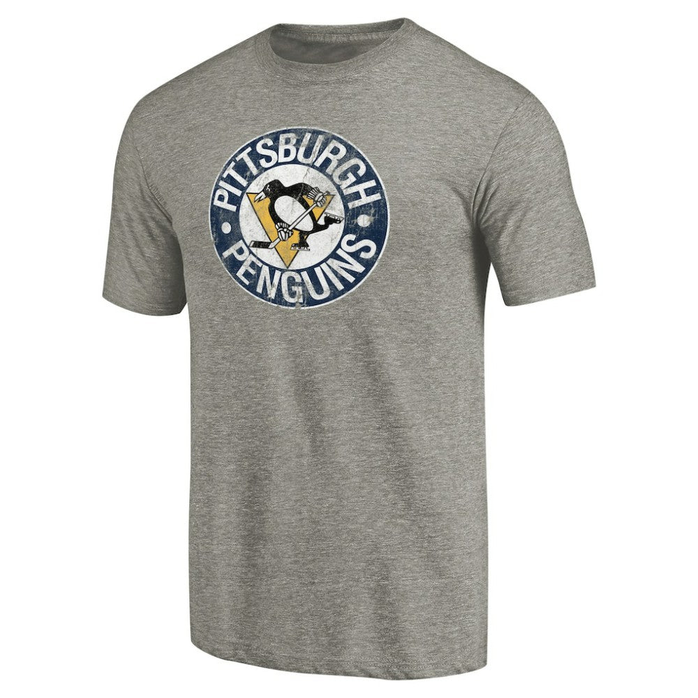 Pittsburgh Penguins Throwback Logo 1968-1969 Tri-Blend T-Shirt - Ash - NHL