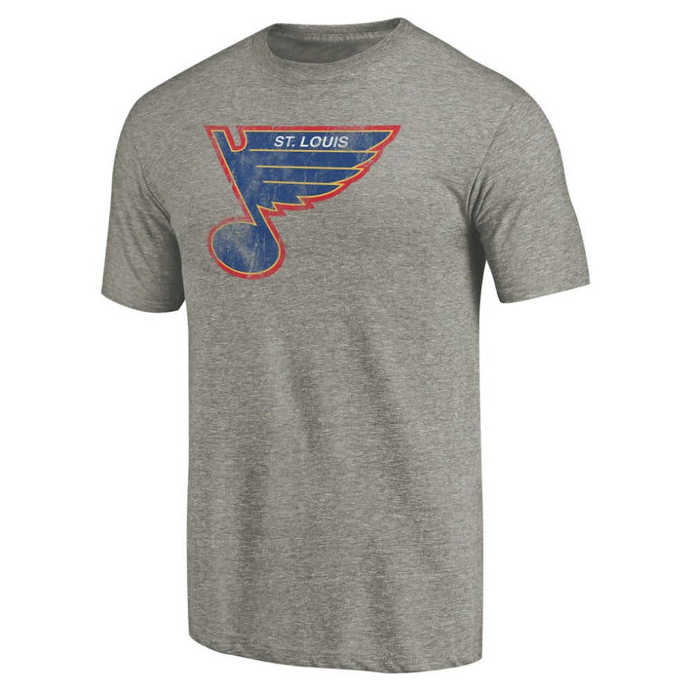 St. Louis Blues Throwback Logo 1987-1989 Tri-Blend T-Shirt - Ash - NHL
