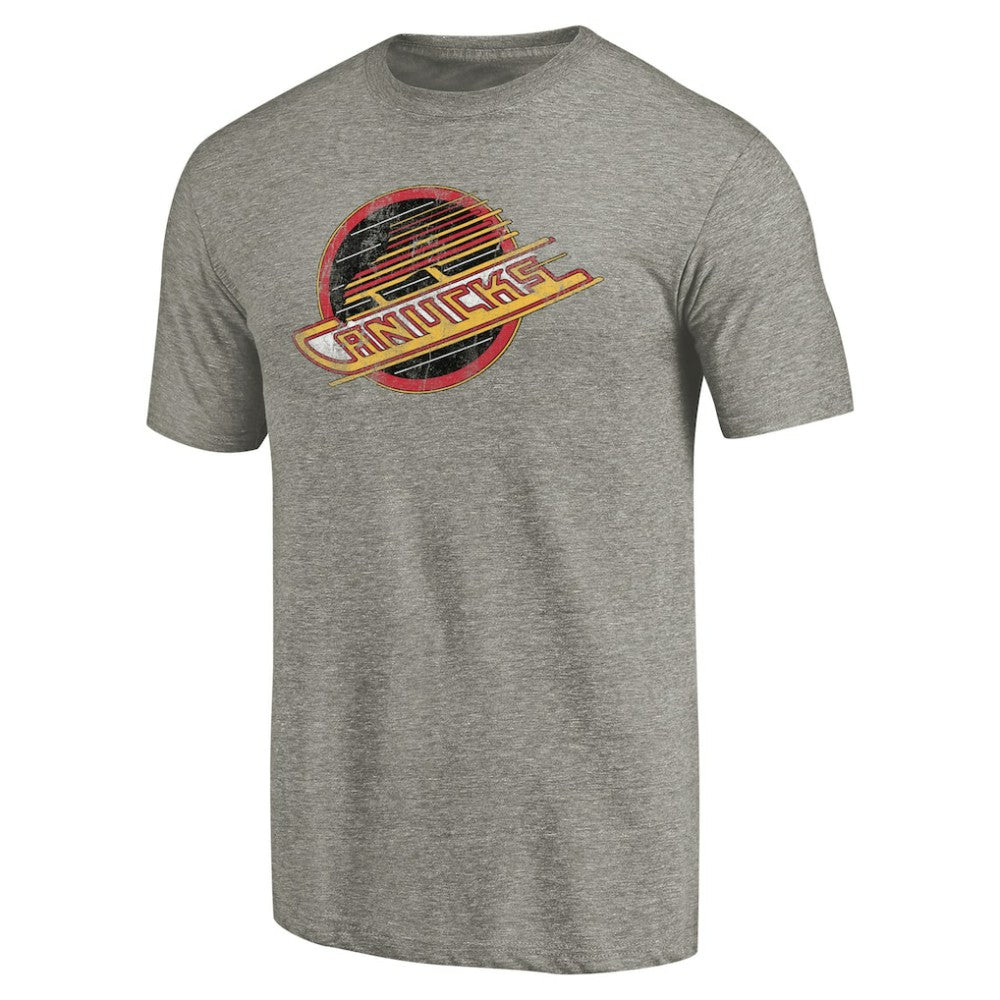 Vancouver Canucks Throwback Logo 1985-1986 Tri-Blend T-Shirt - Ash - NHL