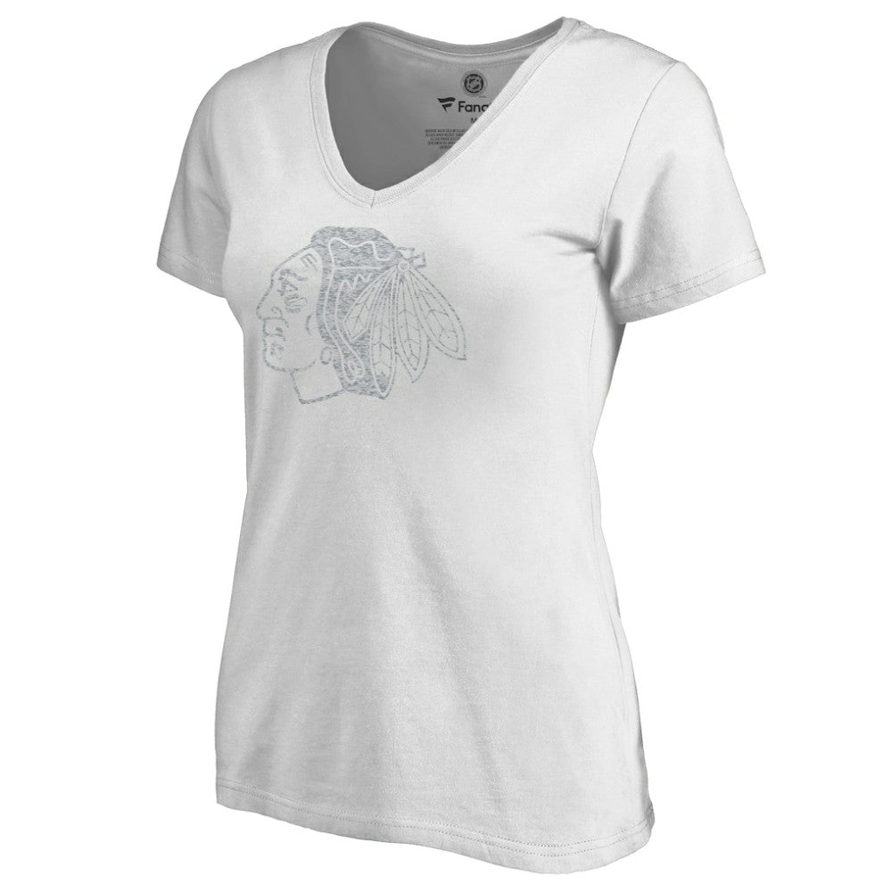 Chicago Blackhawks Women's Whiteout V-Neck T-Shirt - White - NHL