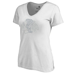 Chicago Blackhawks Women's Whiteout V-Neck T-Shirt - White - NHL