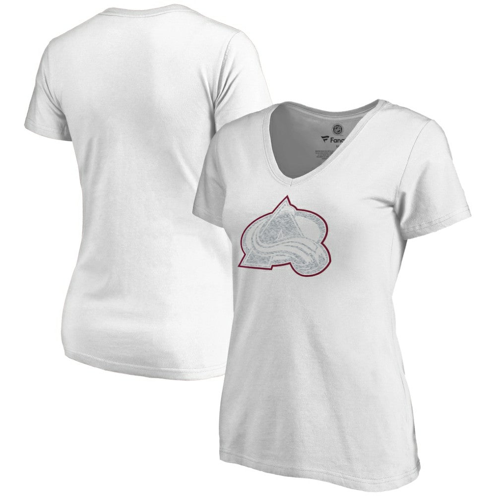 Colorado Avalanche Women's Whiteout V-Neck T-Shirt - White - NHL