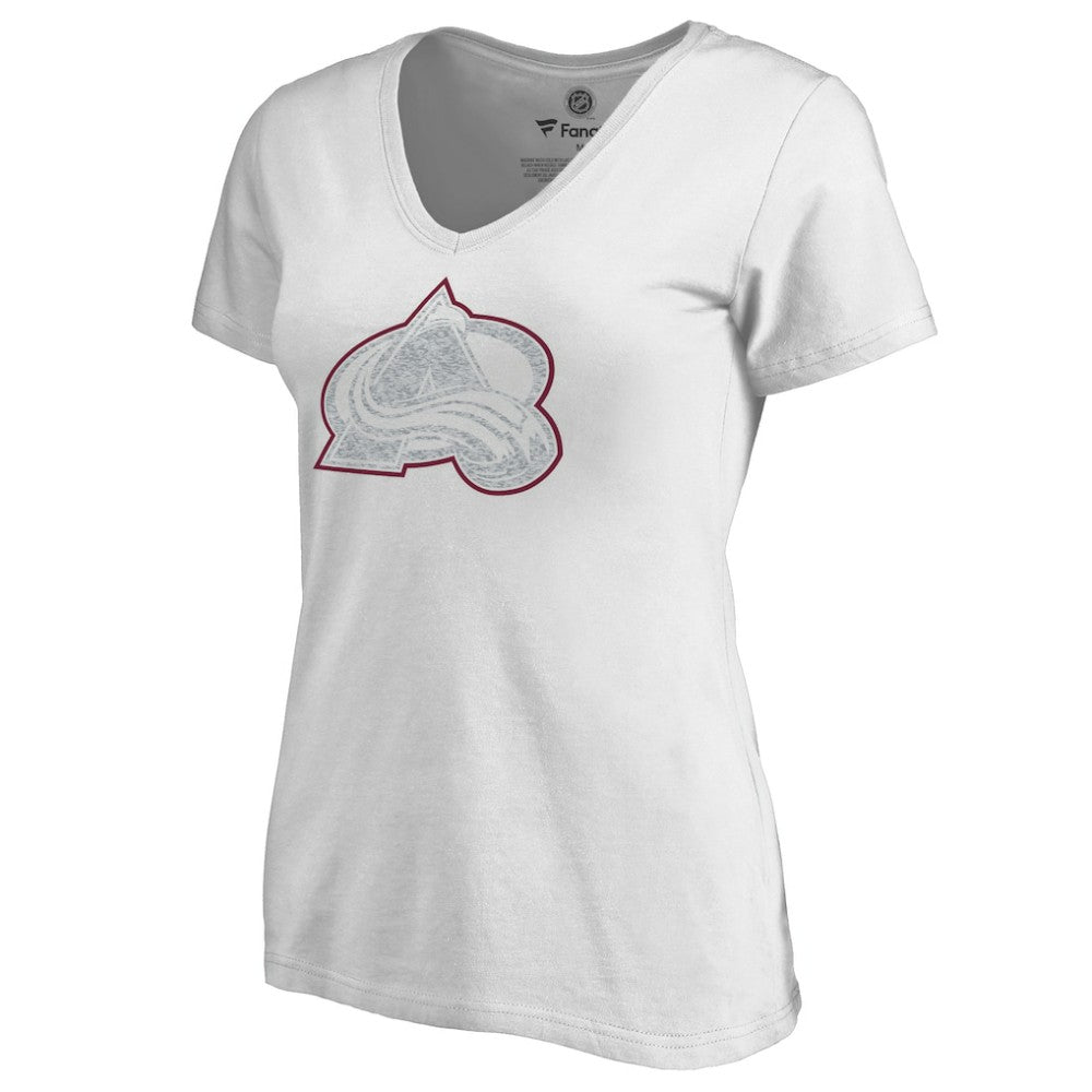Colorado Avalanche Women's Whiteout V-Neck T-Shirt - White - NHL