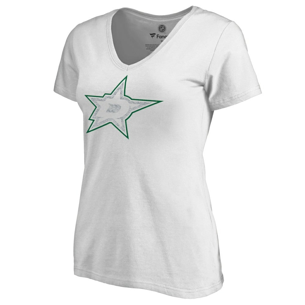 Dallas Stars Women's Whiteout V-Neck T-Shirt - White - NHL