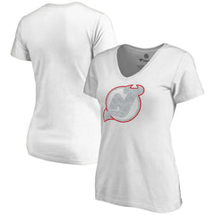New Jersey Devils Women's Whiteout V-Neck T-Shirt - White - NHL