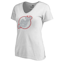 New Jersey Devils Women's Whiteout V-Neck T-Shirt - White - NHL