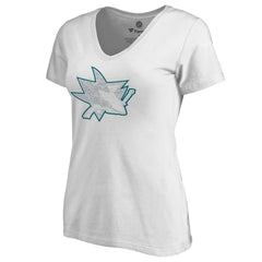 San Jose Sharks Women's Whiteout V-Neck T-Shirt - White - NHL