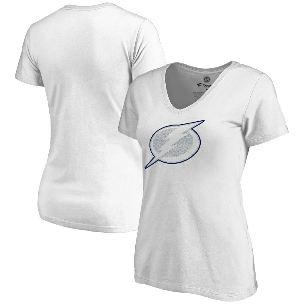 Tampa Bay Lightning Women's Whiteout V-Neck T-Shirt - White - NHL