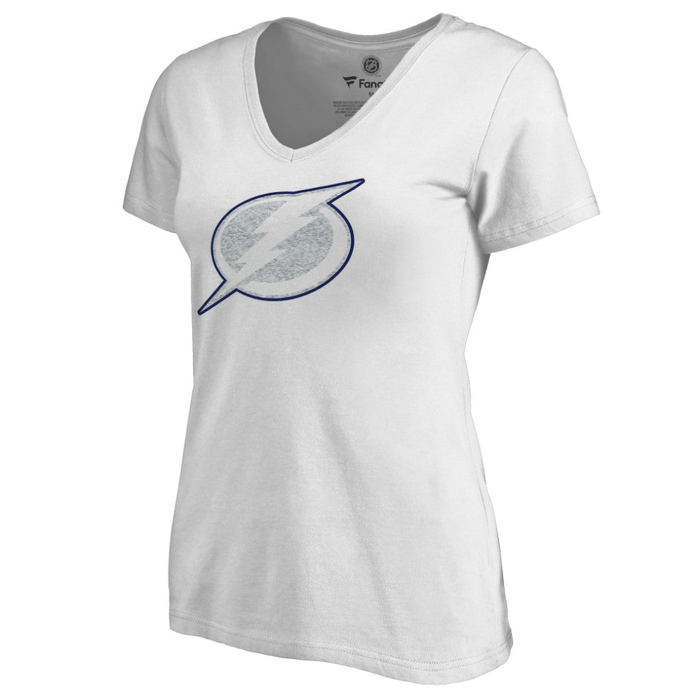 Tampa Bay Lightning Women's Whiteout V-Neck T-Shirt - White - NHL