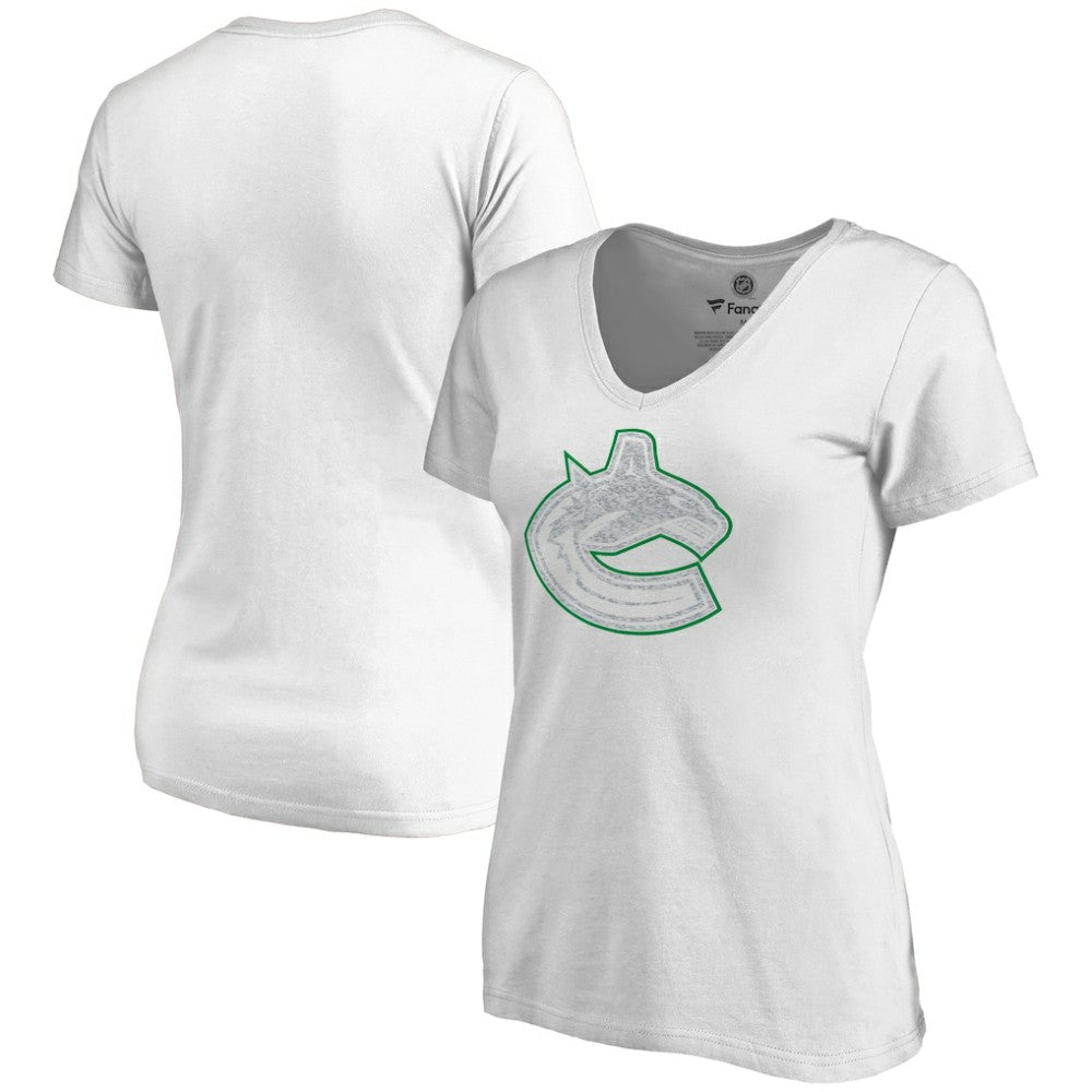 Vancouver Canucks Women's Whiteout V-Neck T-Shirt - White - NHL