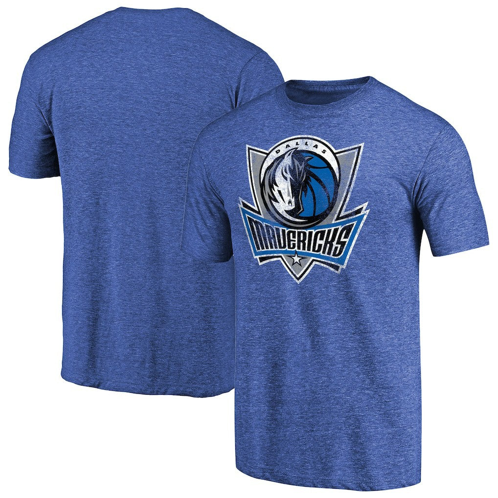 Dallas Mavericks Distressed Team Logo Tri-Blend T-Shirt Heather Royal - NBA