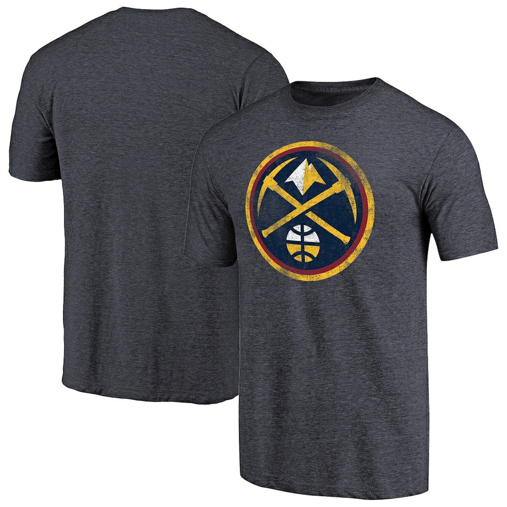 Denver Nuggets Distressed Team Logo Tri-Blend T-Shirt Heather Navy - NBA