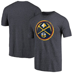 Denver Nuggets Distressed Team Logo Tri-Blend T-Shirt Heather Navy - NBA
