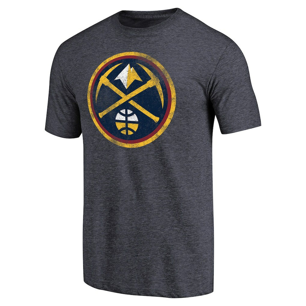 Denver Nuggets Distressed Team Logo Tri-Blend T-Shirt Heather Navy - NBA