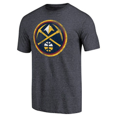 Denver Nuggets Distressed Team Logo Tri-Blend T-Shirt Heather Navy - NBA