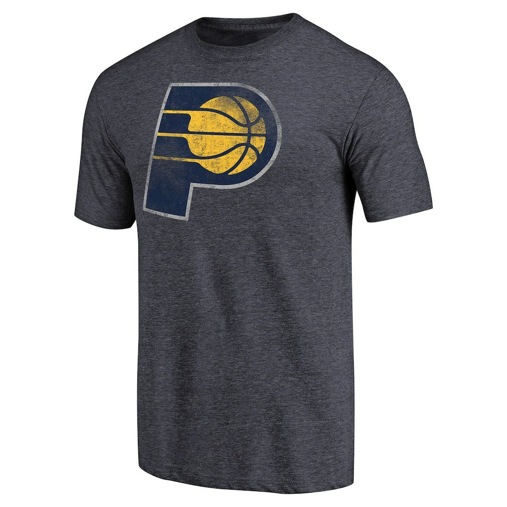 Indiana Pacers Distressed Team Logo Tri-Blend T-Shirt Heather Navy - NBA