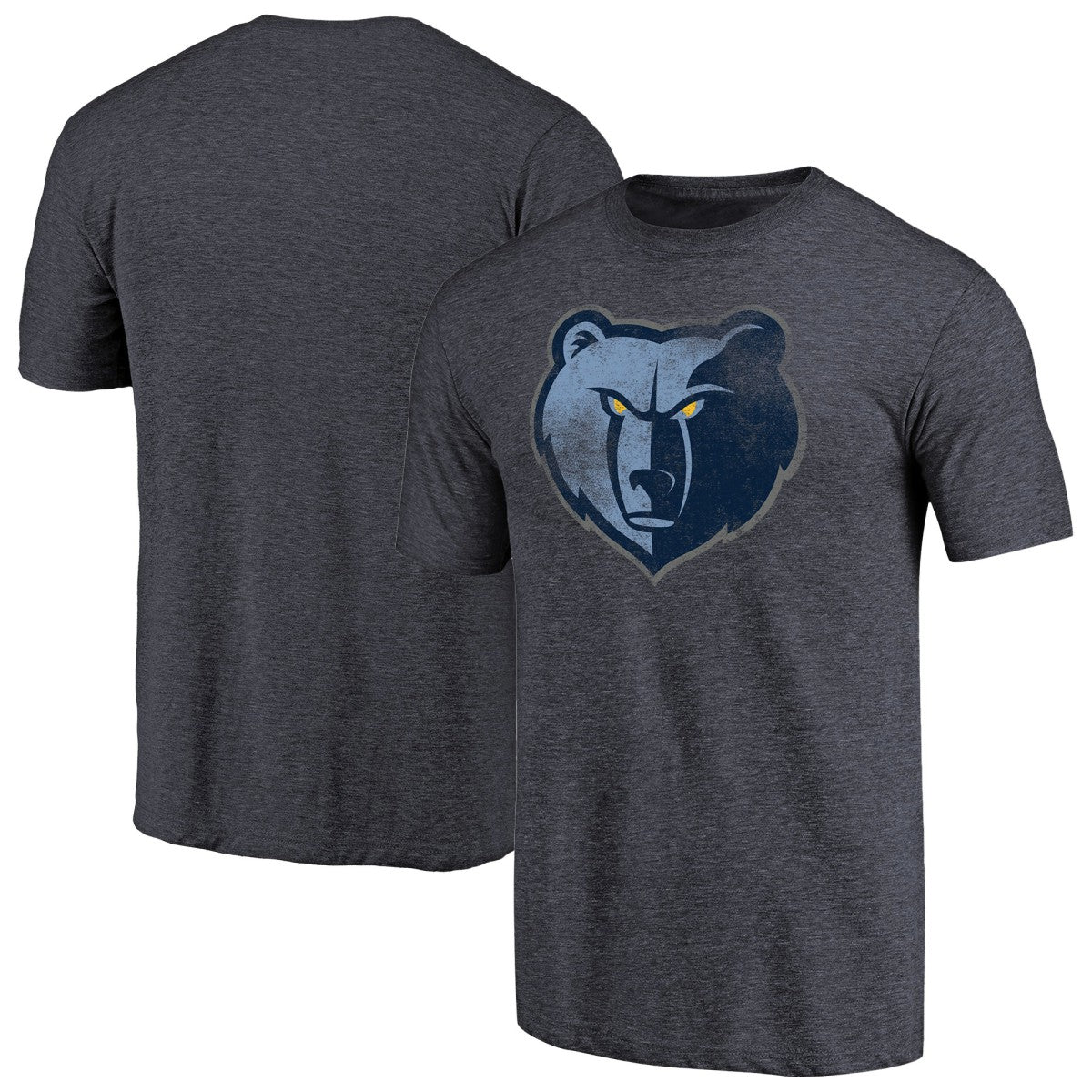 Memphis Grizzlies Distressed Team Logo Tri-Blend T-Shirt Heather Navy - NBA