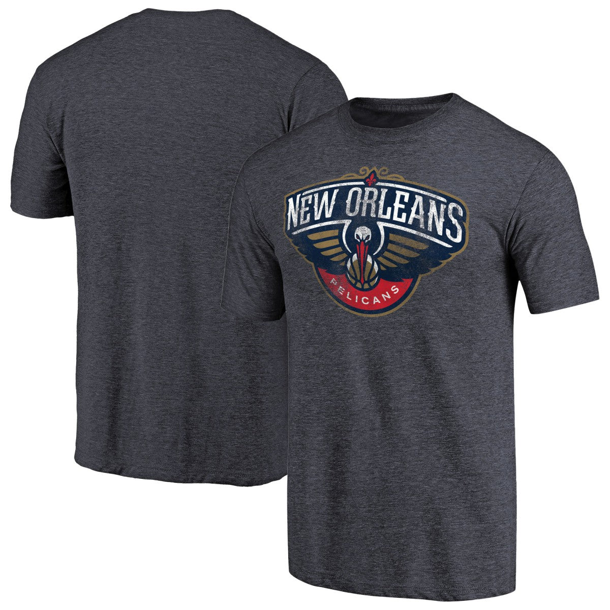 New Orleans Pelicans Distressed Team Logo Tri-Blend T-Shirt Heather Navy - NBA