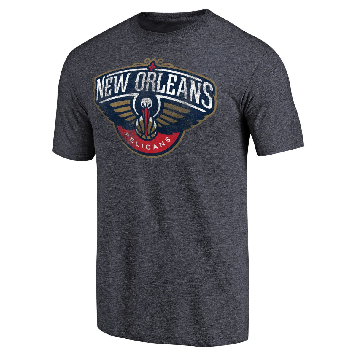 New Orleans Pelicans Distressed Team Logo Tri-Blend T-Shirt Heather Navy - NBA
