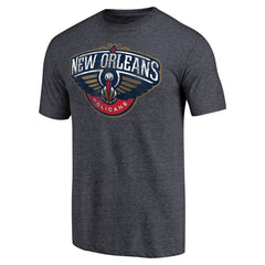 New Orleans Pelicans Distressed Team Logo Tri-Blend T-Shirt Heather Navy - NBA