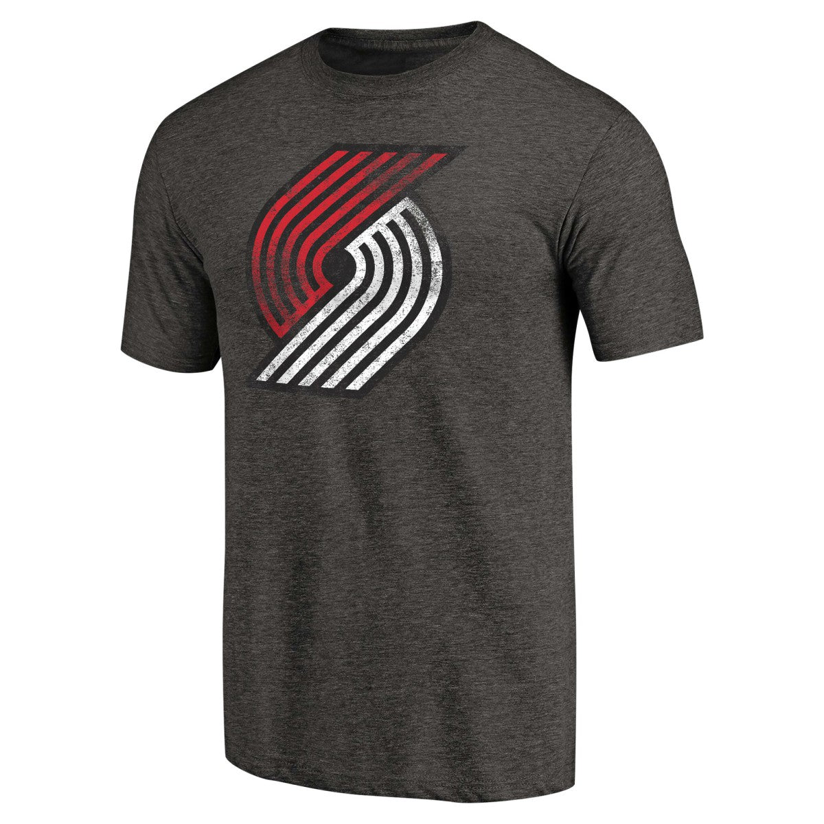Portland Trail Blazers Distressed Team Logo Tri-Blend T-Shirt Heather Black - NBA