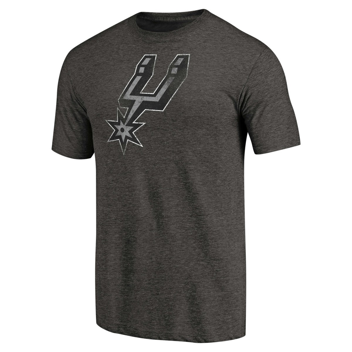 San Antonio Spurs Distressed Team Logo Tri-Blend T-Shirt Heather Black - NBA