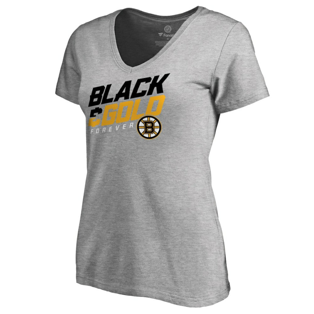 Boston Bruins Women's Hometown Collection Black & Gold V-Neck T-Shirt - ash - NHL