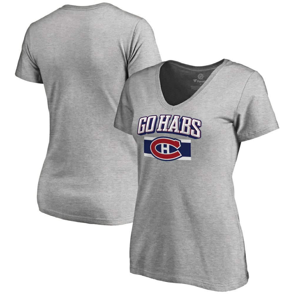 Montreal Canadiens Women's Hometown Collection Go Habs V-Neck T-Shirt - ash - NHL
