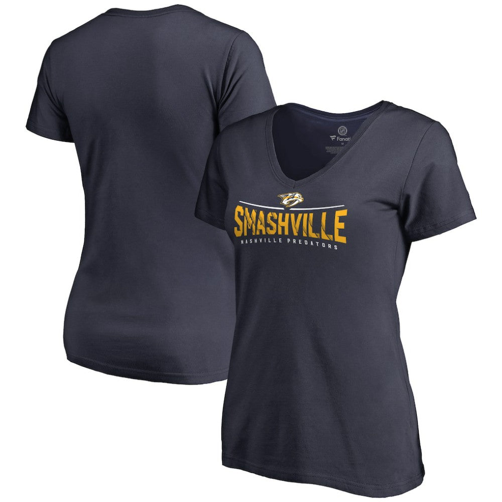 Nashville Predators Women's Hometown Collection Smashville V-Neck T-Shirt - Navy - NHL
