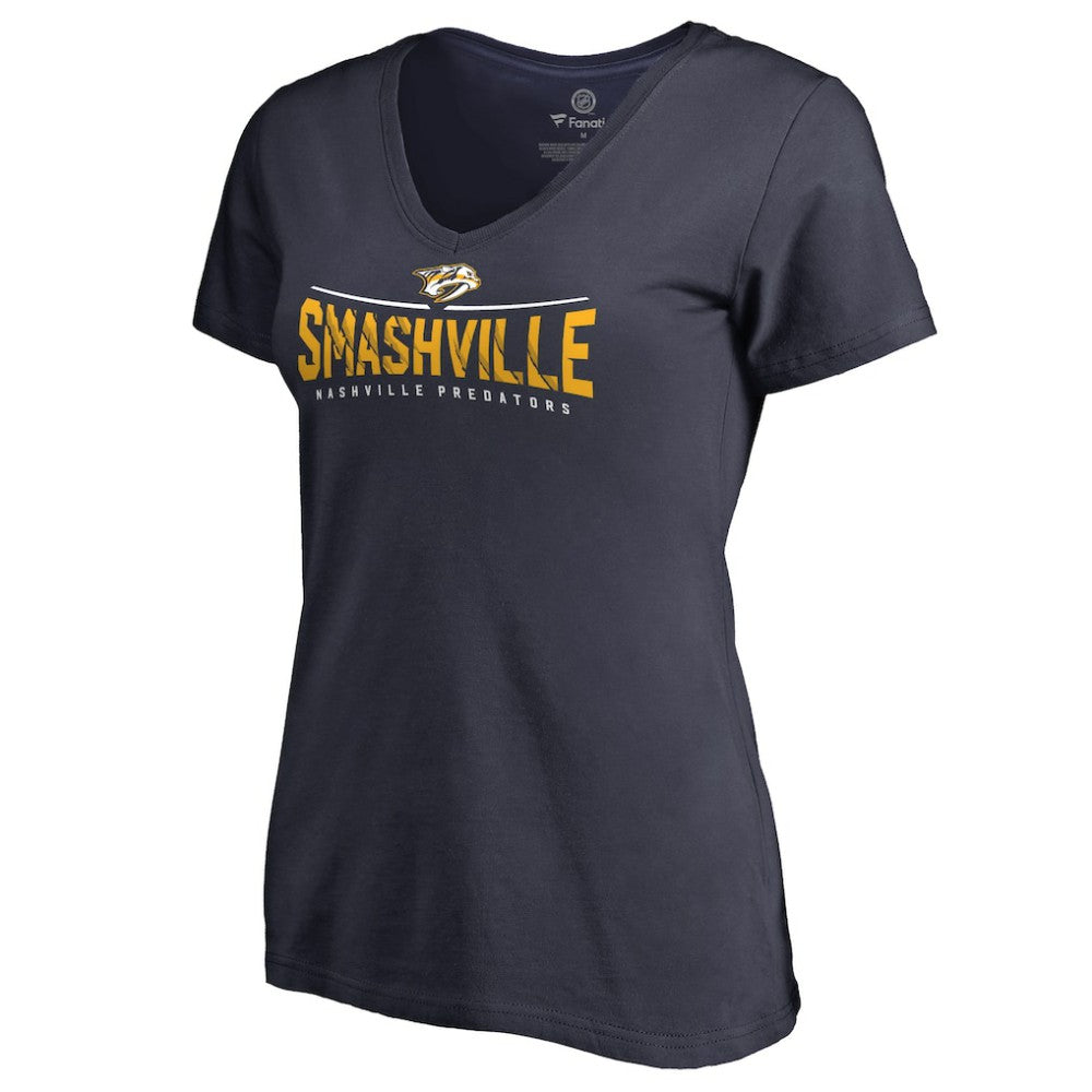 Nashville Predators Women's Hometown Collection Smashville V-Neck T-Shirt - Navy - NHL