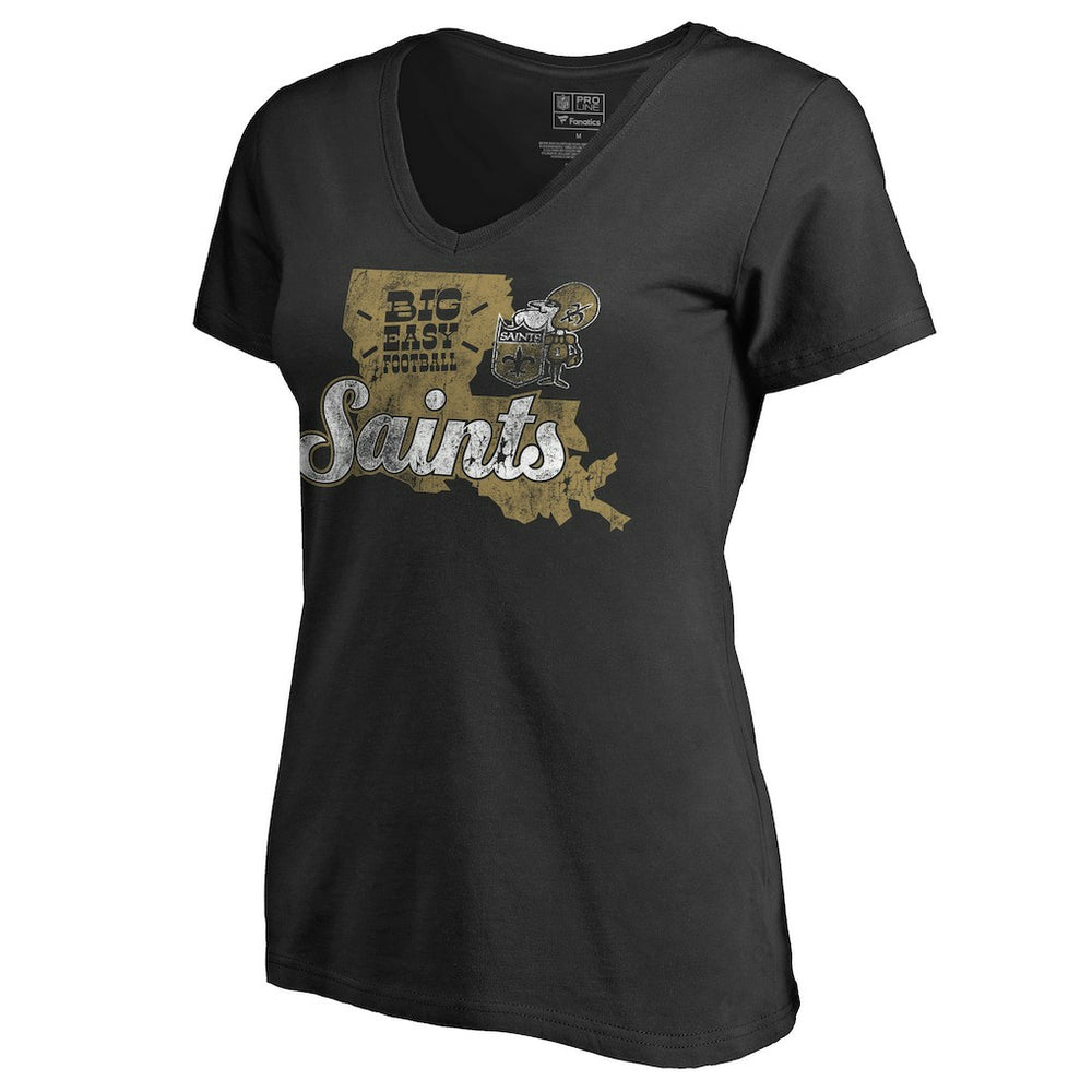 New Orleans Saints Women's Hometown Collection Saints State T-Shirt Black | NFL
