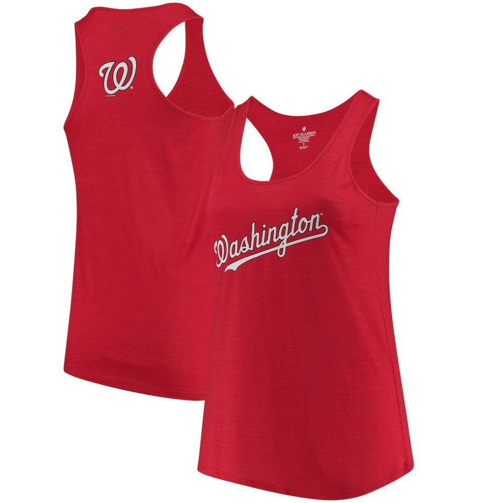 Washington Nationals Soft as a Grape Women's Plus Size Swing for the Fences Racerback Tank Top - MLB