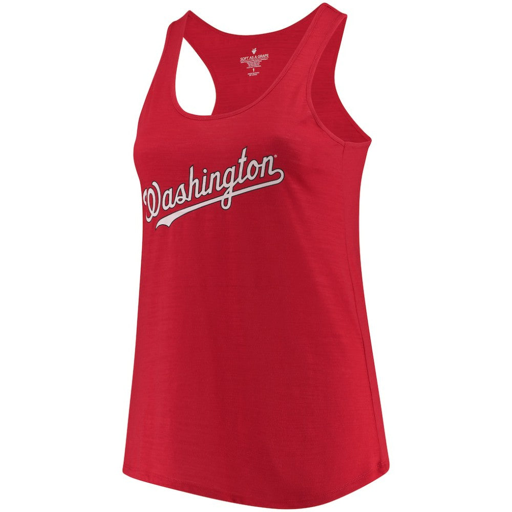 Washington Nationals Soft as a Grape Women's Plus Size Swing for the Fences Racerback Tank Top - MLB