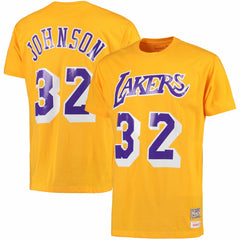 Magic Johnson Los Angeles Lakers Hardwood Classics Retro Name & Number T-Shirt Gold - NBA