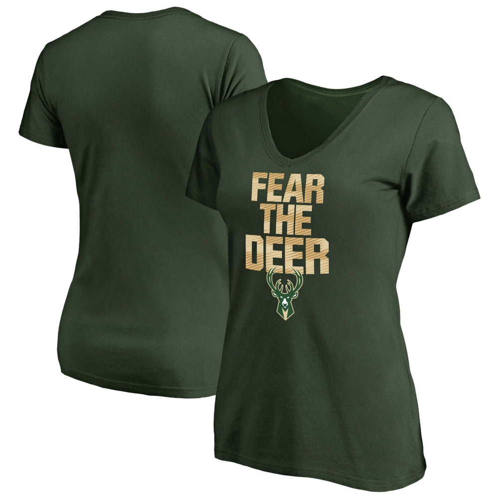 Milwaukee Bucks Women's Mantra V-Neck T-Shirt Green - NBA