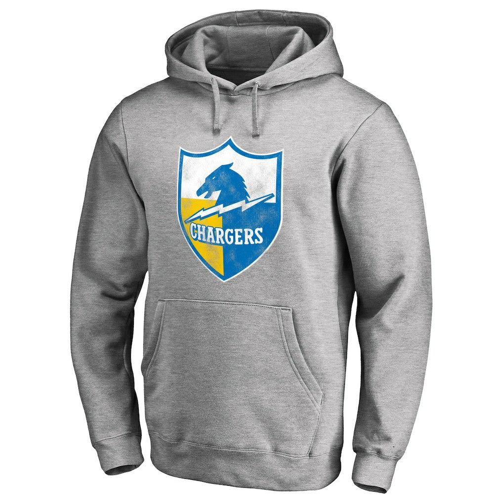 Los Angeles Chargers Throwback Logo Pullover Hoodie Heather Gray | NFL
