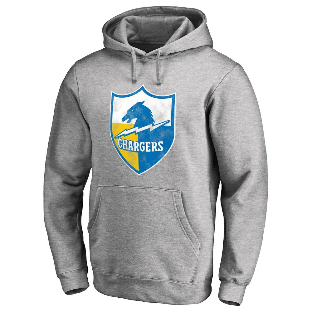 Los Angeles Chargers Throwback Logo Pullover Hoodie Heather Gray | NFL