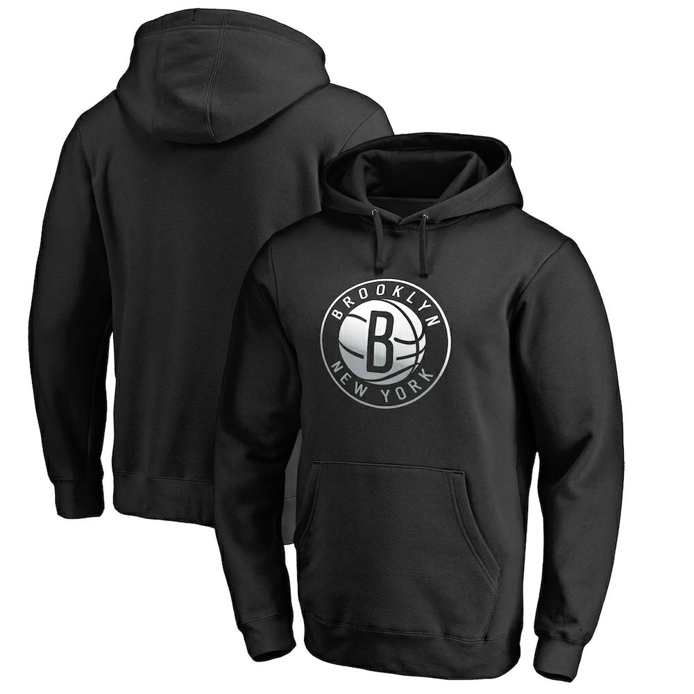 Brooklyn Nets Gradient Logo Pullover Hoodie Black - NBA