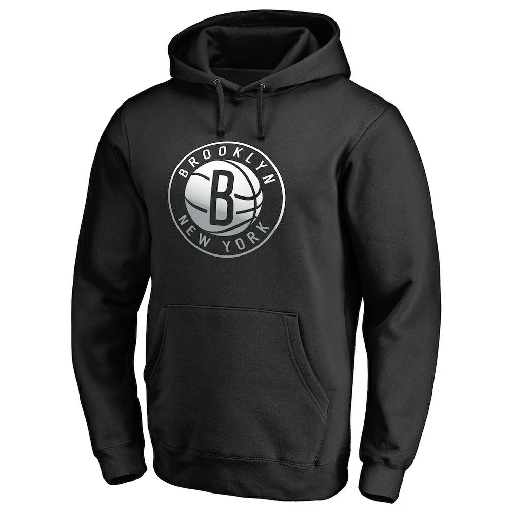 Brooklyn Nets Gradient Logo Pullover Hoodie Black - NBA