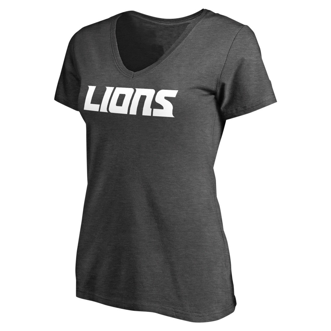 Detroit Lions Women's Team Lockup V-Neck T-Shirt Heather Gray | NFL
