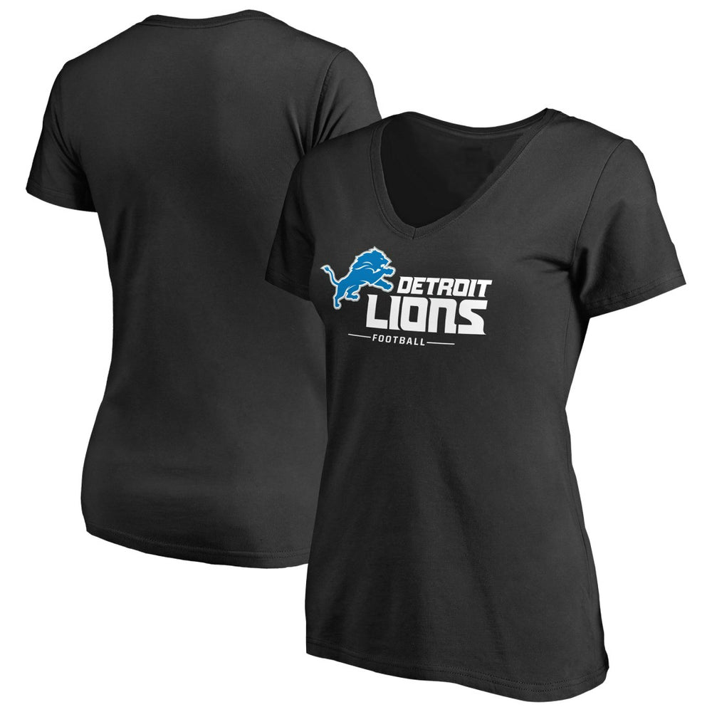 Detroit Lions Women's Team Lockup V-Neck T-Shirt Black | NFL