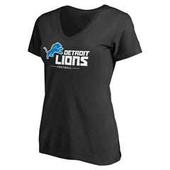 Detroit Lions Women's Team Lockup V-Neck T-Shirt Black | NFL