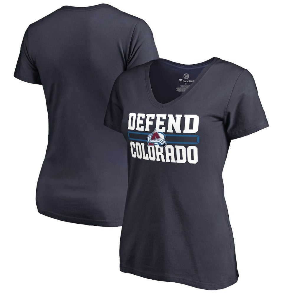 Colorado Avalanche Women's Hometown Collection Defend V-Neck T-Shirt - Navy - NHL