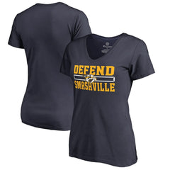 Nashville Predators Women's Hometown Collection Defend V-Neck T-Shirt - Navy - NHL