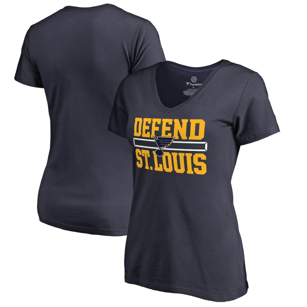 St. Louis Blues Women's Hometown Collection Defend V-Neck T-Shirt - Navy - NHL