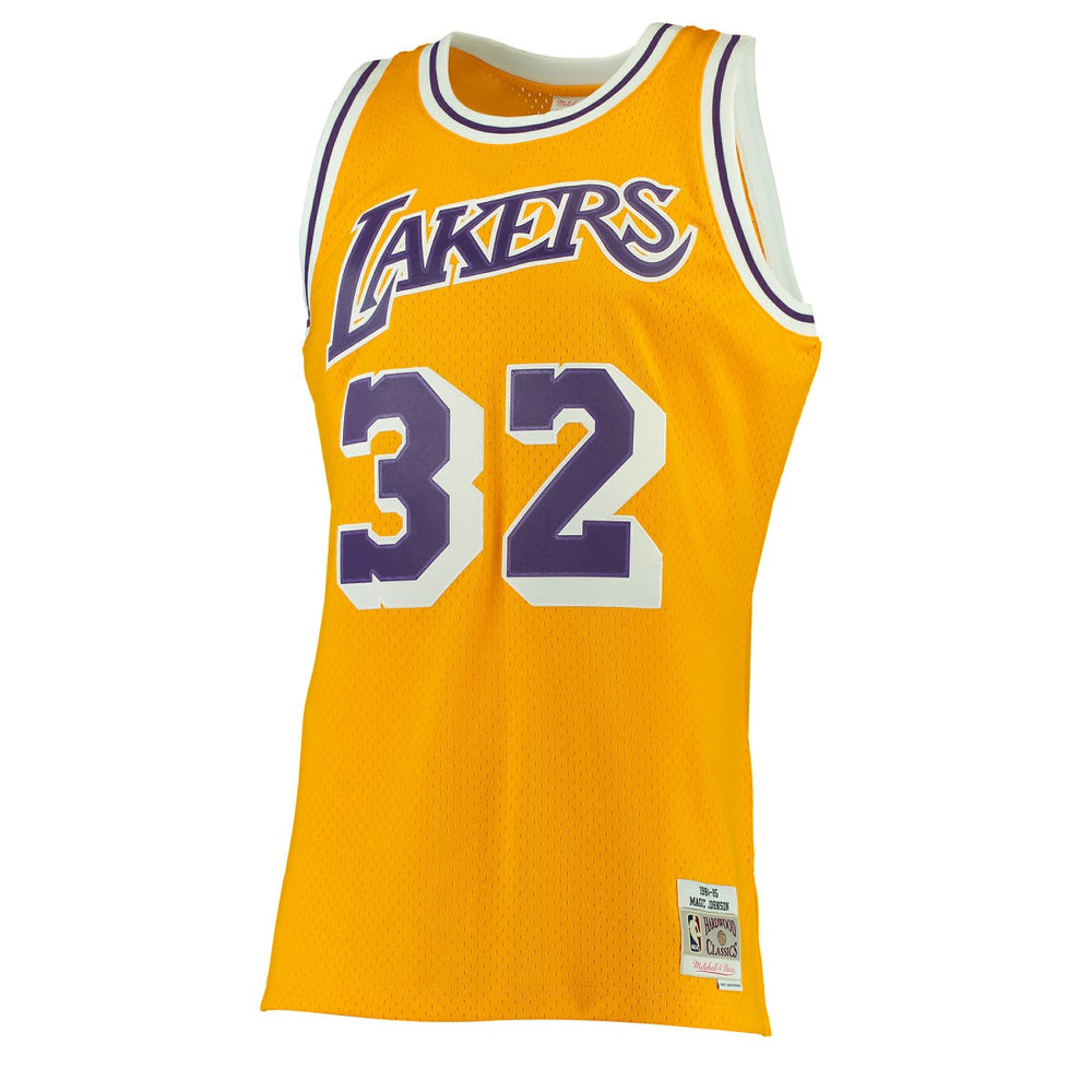 Magic Johnson Los Angeles Lakers 1984/85 Hardwood Classics Swingman Jersey Gold - NBA
