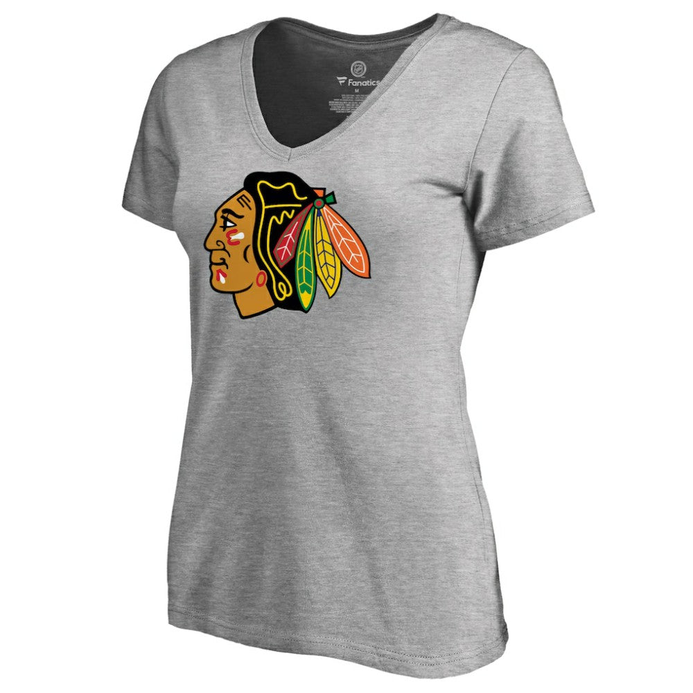 Chicago Blackhawks Women's Primary Logo T-Shirt - Ash - NHL