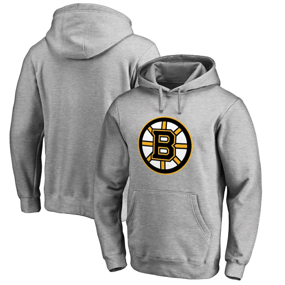 Boston Bruins Primary Logo Pullover Hoodie II - Heather Gray - NHL