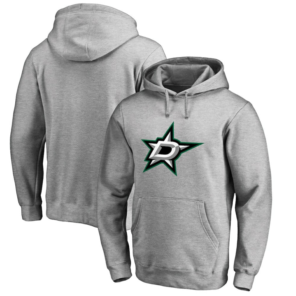 Dallas Stars Primary Team Logo Fleece Fitted Pullover Hoodie - Heather Gray - NHL